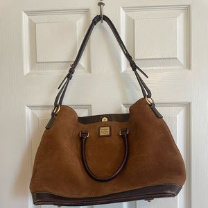 Dooney Bourke Brown Suede Nubuck Leather Chelsea Large Satchel Tote Shoulder